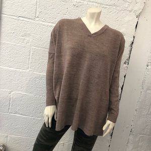 2877 Ribbed Sleeve Oversized Sweater